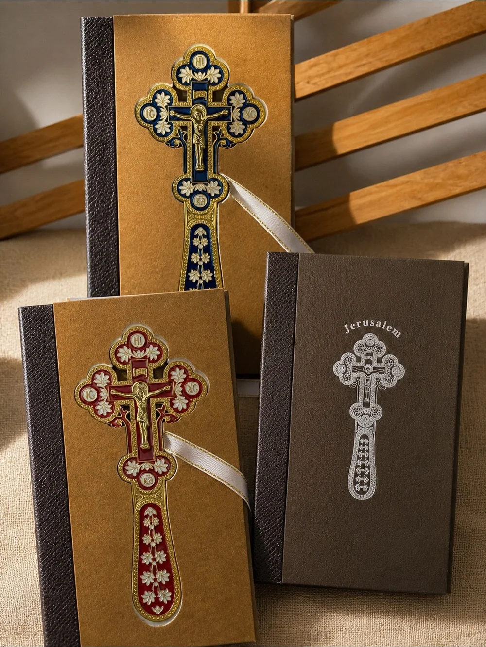 Classic Gold & Brown Religious Keep sake - Elegant Cross Design